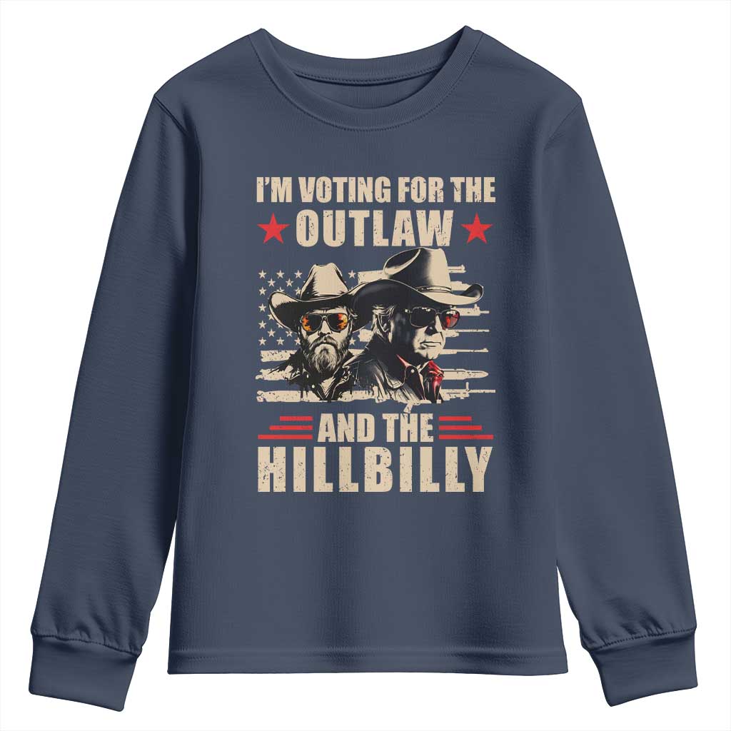 Trump Vance 2024 Youth Sweatshirt Vintage Flag Outlaw Hillbilly '24 TS10 Navy Print Your Wear