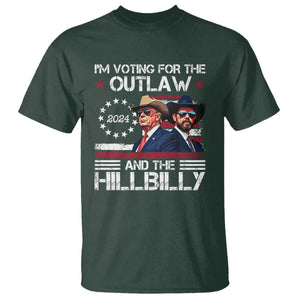 Trump Vance '24 T Shirt Trump I'm Voting For The Outlaw And Hillbilly TS10 Dark Forest Green Print Your Wear