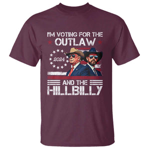 Trump Vance '24 T Shirt Trump I'm Voting For The Outlaw And Hillbilly TS10 Maroon Print Your Wear