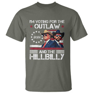 Trump Vance '24 T Shirt Trump I'm Voting For The Outlaw And Hillbilly TS10 Military Green Print Your Wear