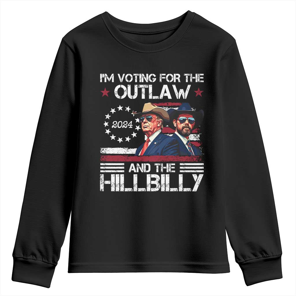 Trump Vance '24 Youth Sweatshirt Trump I'm Voting For The Outlaw And Hillbilly TS10 Black Print Your Wear