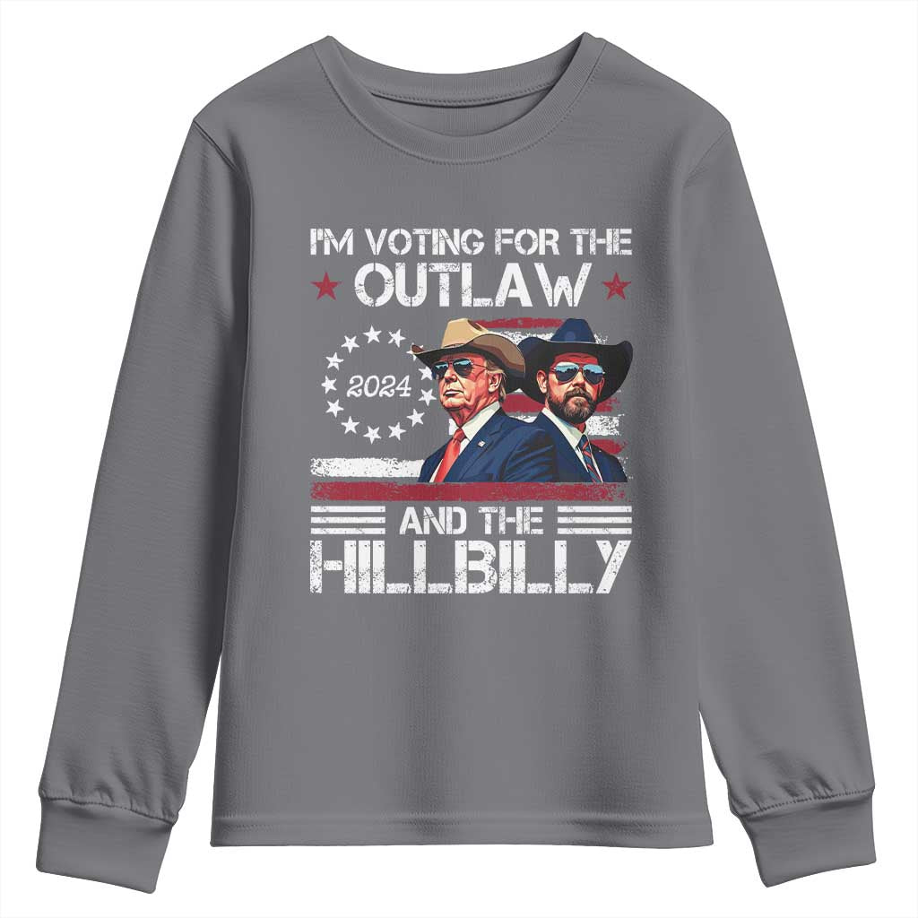 Trump Vance '24 Youth Sweatshirt Trump I'm Voting For The Outlaw And Hillbilly TS10 Charcoal Print Your Wear