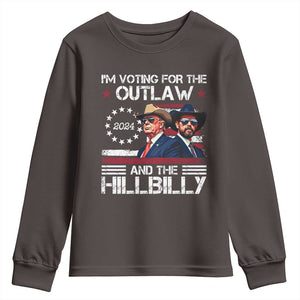 Trump Vance '24 Youth Sweatshirt Trump I'm Voting For The Outlaw And Hillbilly TS10 Dark Chocolate Print Your Wear