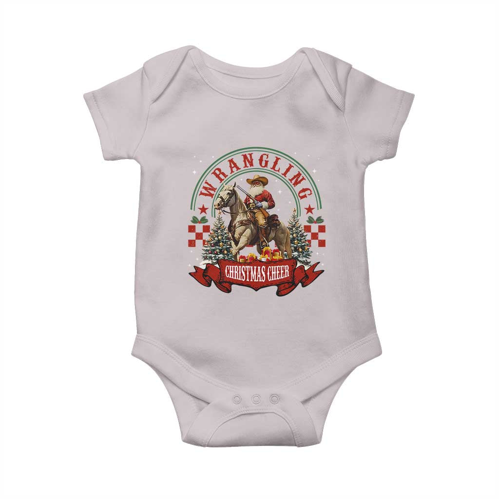 Western Christmas Baby Onesie Howdy Country Christmas Horse Xmas Cheer TS10 Ice Gray Print Your Wear