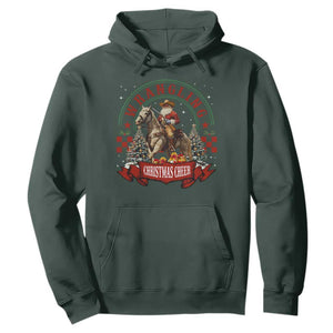 Western Christmas Hoodie Howdy Country Christmas Horse Xmas Cheer TS10 Dark Forest Green Print Your Wear