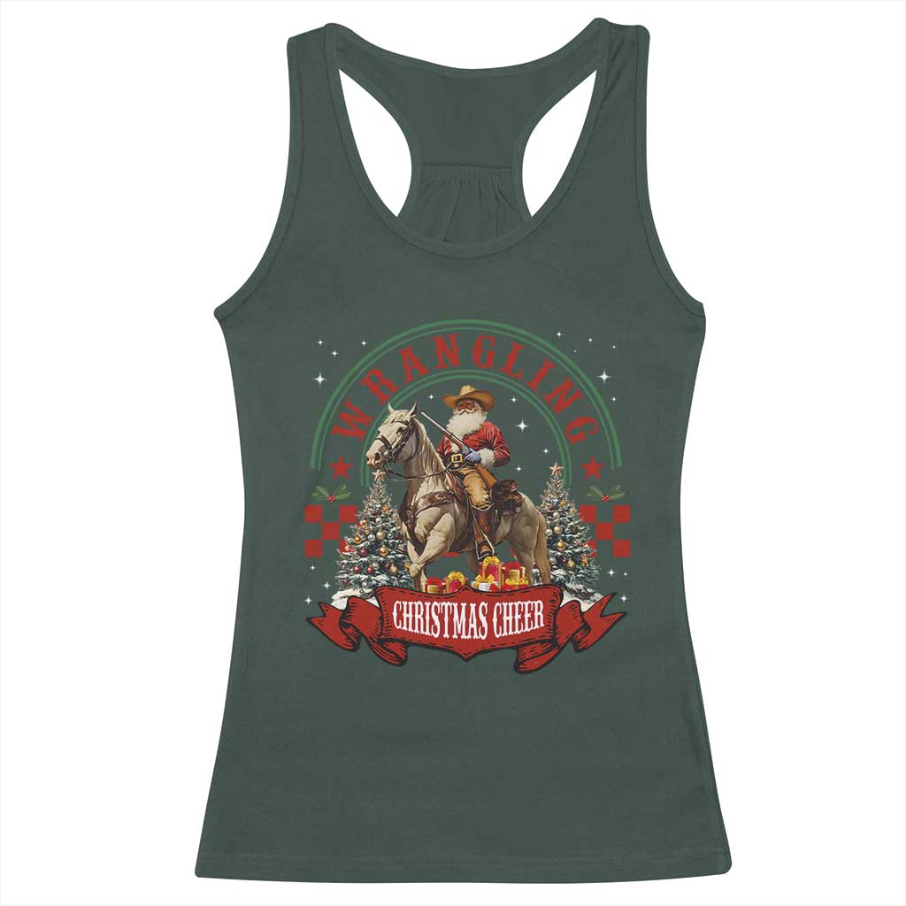 Western Christmas Racerback Tank Top Howdy Country Christmas Horse Xmas Cheer TS10 Dark Forest Green Print Your Wear
