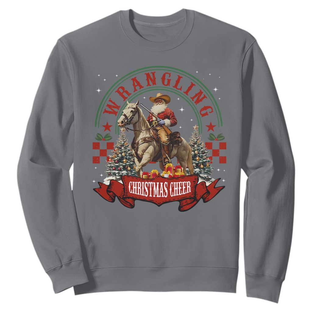Western Christmas Sweatshirt Howdy Country Christmas Horse Xmas Cheer TS10 Charcoal Print Your Wear
