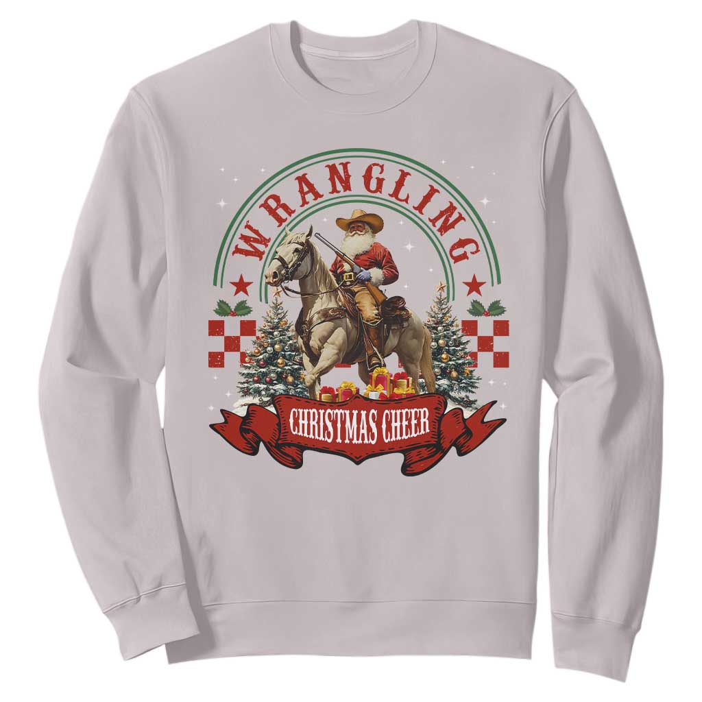 Western Christmas Sweatshirt Howdy Country Christmas Horse Xmas Cheer TS10 Ice Gray Print Your Wear