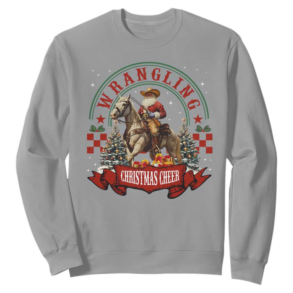 Western Christmas Sweatshirt Howdy Country Christmas Horse Xmas Cheer TS10 Sport Gray Print Your Wear