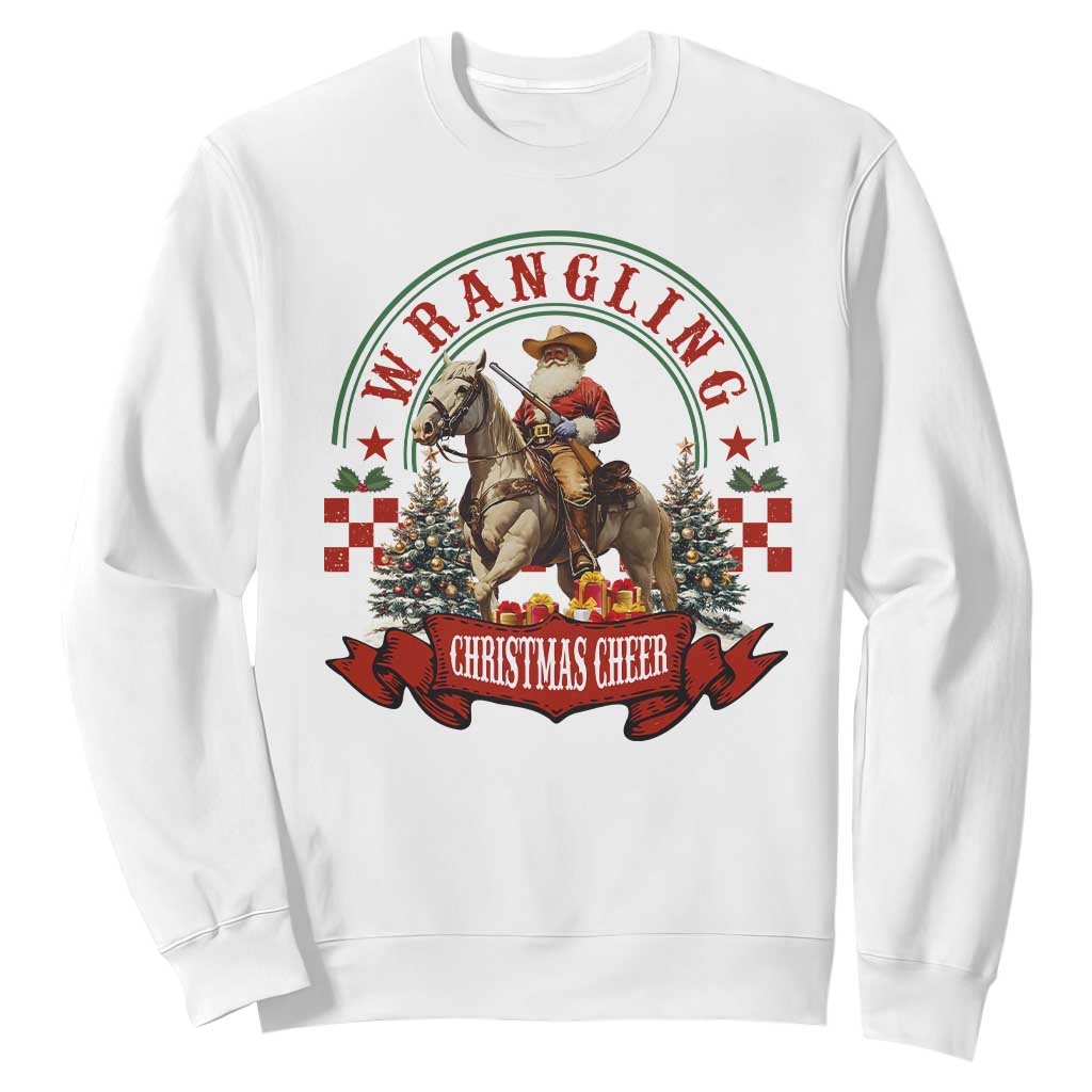 Western Christmas Sweatshirt Howdy Country Christmas Horse Xmas Cheer TS10 White Print Your Wear