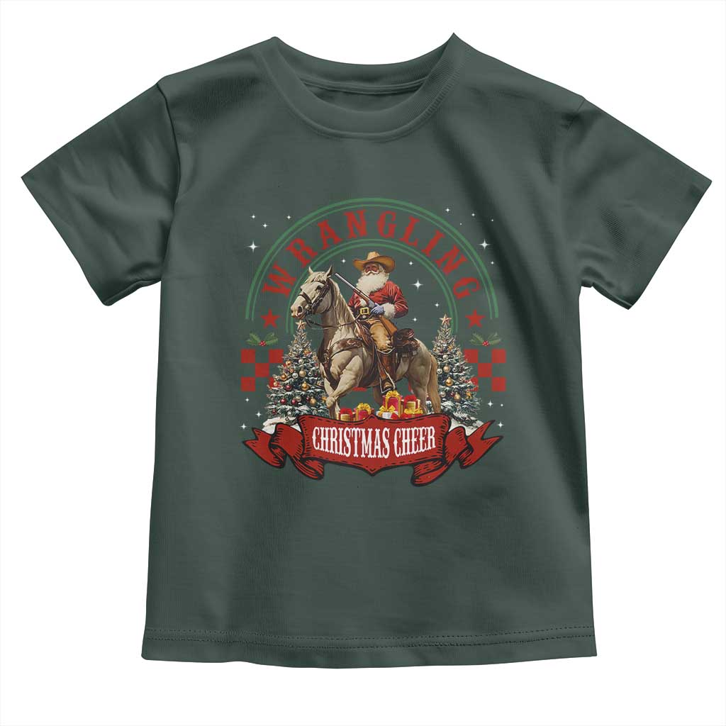 Western Christmas Toddler T Shirt Howdy Country Christmas Horse Xmas Cheer TS10 Dark Forest Green Print Your Wear