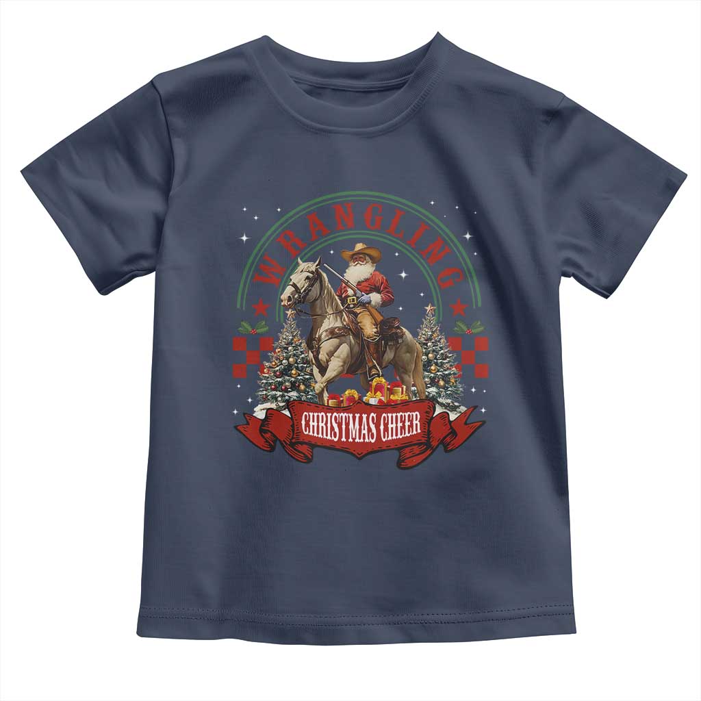 Western Christmas Toddler T Shirt Howdy Country Christmas Horse Xmas Cheer TS10 Navy Print Your Wear