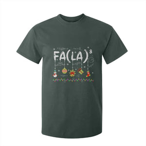 Funny Christmas T Shirt For Kid FA (LA)8 Funny Xmas Santa Fa La Math Teacher Student TS10 Dark Forest Green Print Your Wear