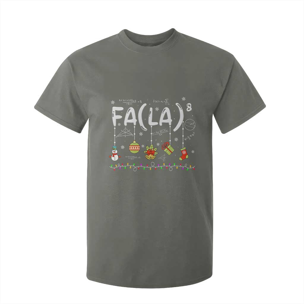 Funny Christmas T Shirt For Kid FA (LA)8 Funny Xmas Santa Fa La Math Teacher Student TS10 Military Green Print Your Wear