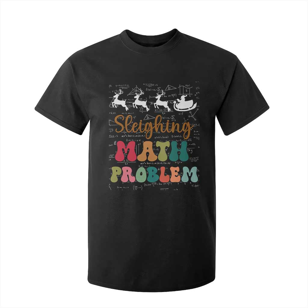 Math Teacher Christmas T Shirt For Kid Sleighing Math Problem Xmas Gift TS10 Black Print Your Wear