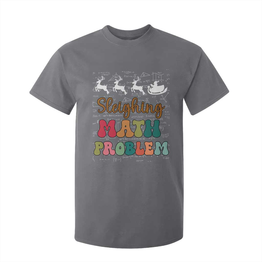 Math Teacher Christmas T Shirt For Kid Sleighing Math Problem Xmas Gift TS10 Charcoal Print Your Wear