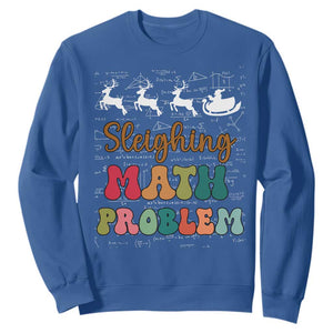 Math Teacher Christmas Sweatshirt Sleighing Math Problem Xmas Gift TS10 Royal Blue Print Your Wear