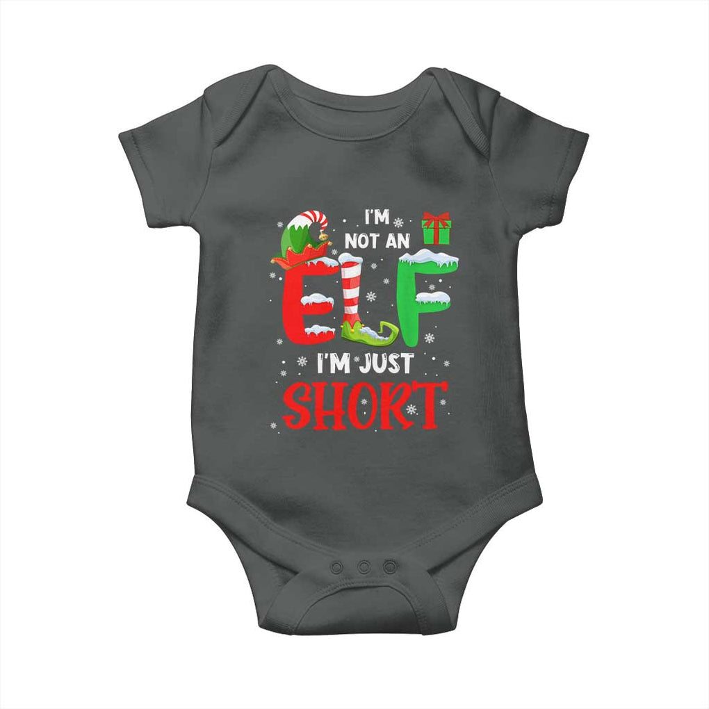 Funny Christmas Baby Onesie I'm Not An Elf Just Short Xmas TS10 Dark Heather Print Your Wear