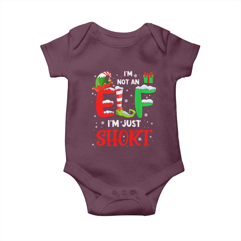 Funny Christmas Baby Onesie I'm Not An Elf Just Short Xmas TS10 Maroon Print Your Wear