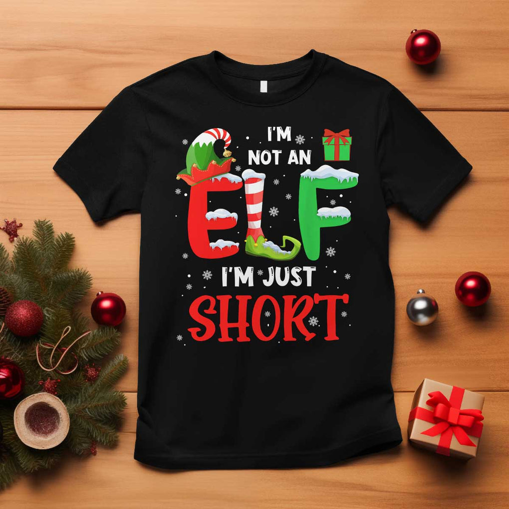 Funny Christmas T Shirt I'm Not An Elf Just Short Xmas TS10 Black Print Your Wear