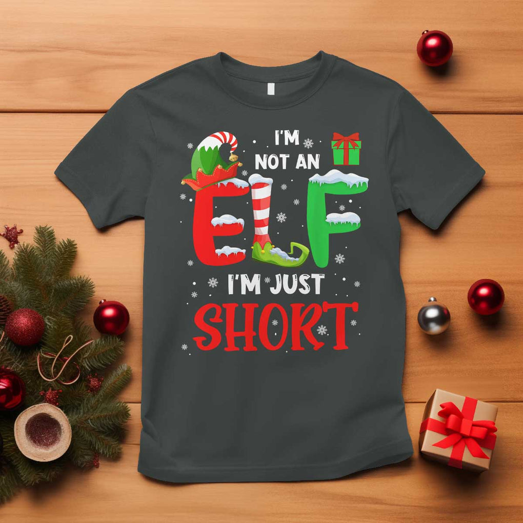 Funny Christmas T Shirt I'm Not An Elf Just Short Xmas TS10 Dark Heather Print Your Wear