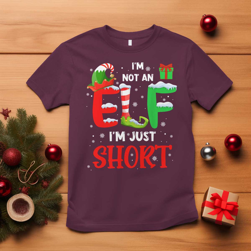 Funny Christmas T Shirt I'm Not An Elf Just Short Xmas TS10 Maroon Print Your Wear
