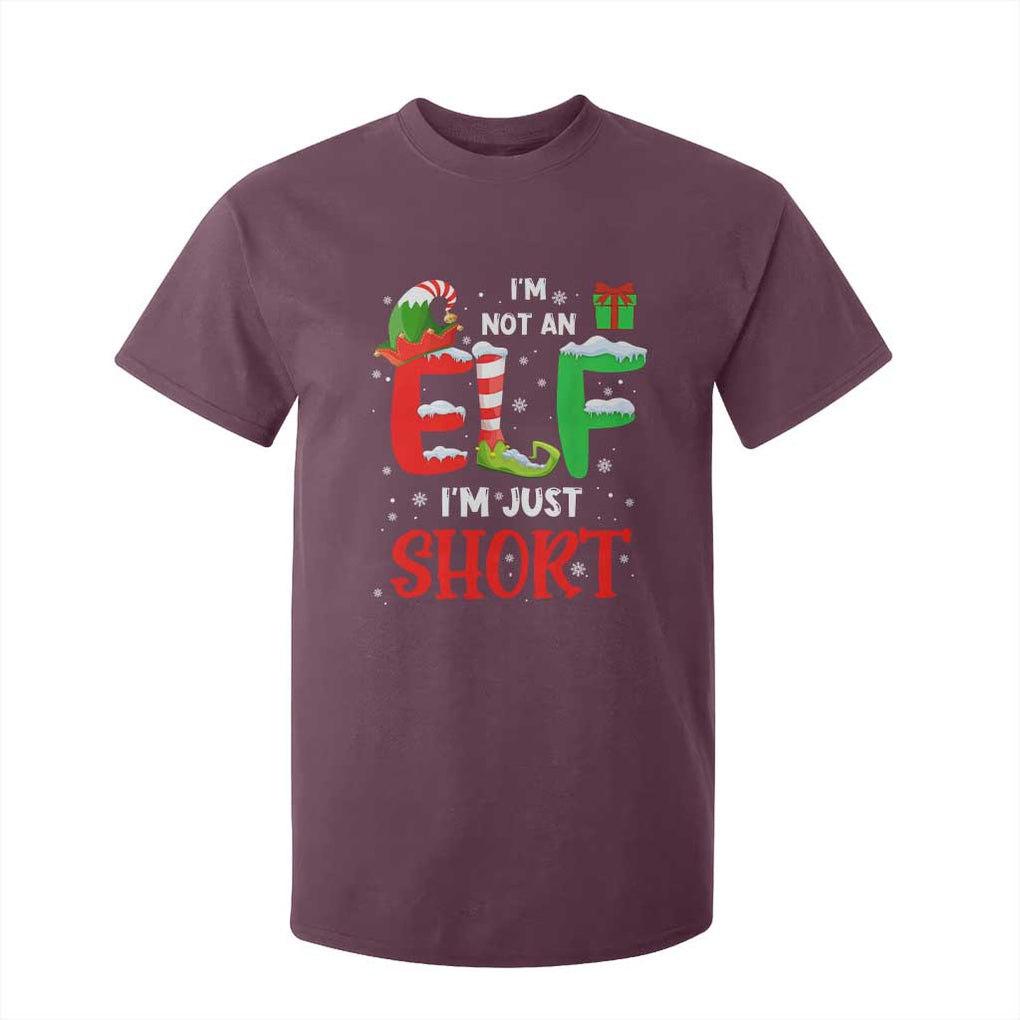 Funny Christmas T Shirt For Kid I'm Not An Elf Just Short Xmas TS10 Maroon Print Your Wear