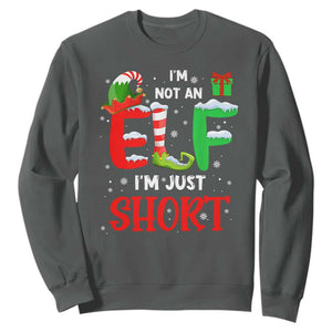 Funny Christmas Sweatshirt I'm Not An Elf Just Short Xmas TS10 Dark Heather Print Your Wear