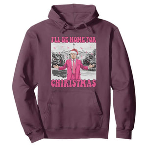 Funny Trump 2024 Hoodie Pink Trump I'll Be Home for Christmas Santa Republican Xmas Gift TS10 Maroon Print Your Wear