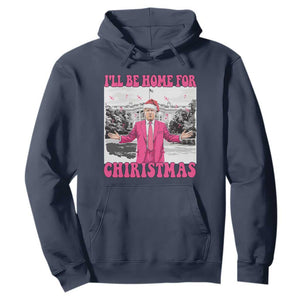 Funny Trump 2024 Hoodie Pink Trump I'll Be Home for Christmas Santa Republican Xmas Gift TS10 Navy Print Your Wear