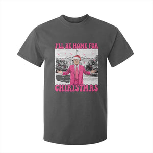 Funny Trump 2024 T Shirt For Kid Pink Trump I'll Be Home for Christmas Santa Republican Xmas Gift TS10 Dark Heather Print Your Wear