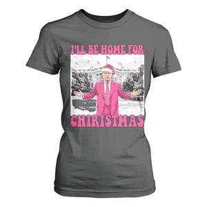 Funny Trump 2024 T Shirt For Women Pink Trump I'll Be Home for Christmas Santa Republican Xmas Gift TS10 Dark Heather Print Your Wear