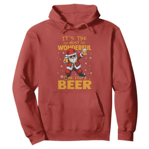 Funny Christmas Santa Claus Drinking Beer Wonderful Time Hoodie TS10 Red Print Your Wear