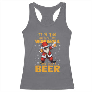 Funny Christmas Santa Claus Drinking Beer Wonderful Time Racerback Tank Top TS10 Charcoal Print Your Wear