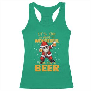Funny Christmas Santa Claus Drinking Beer Wonderful Time Racerback Tank Top TS10 Irish Green Print Your Wear