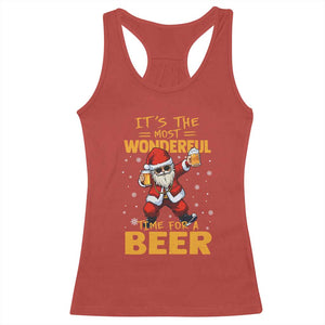 Funny Christmas Santa Claus Drinking Beer Wonderful Time Racerback Tank Top TS10 Red Print Your Wear