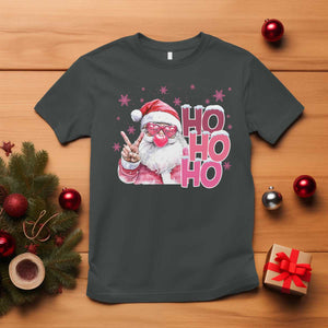Christmas Couple Matching T Shirt Pink Santa Claus Ho Ho Ho TS10 Dark Heather Print Your Wear