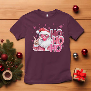 Christmas Couple Matching T Shirt Pink Santa Claus Ho Ho Ho TS10 Maroon Print Your Wear