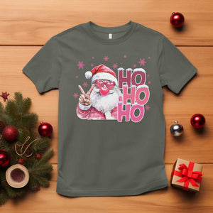 Christmas Couple Matching T Shirt Pink Santa Claus Ho Ho Ho TS10 Military Green Print Your Wear