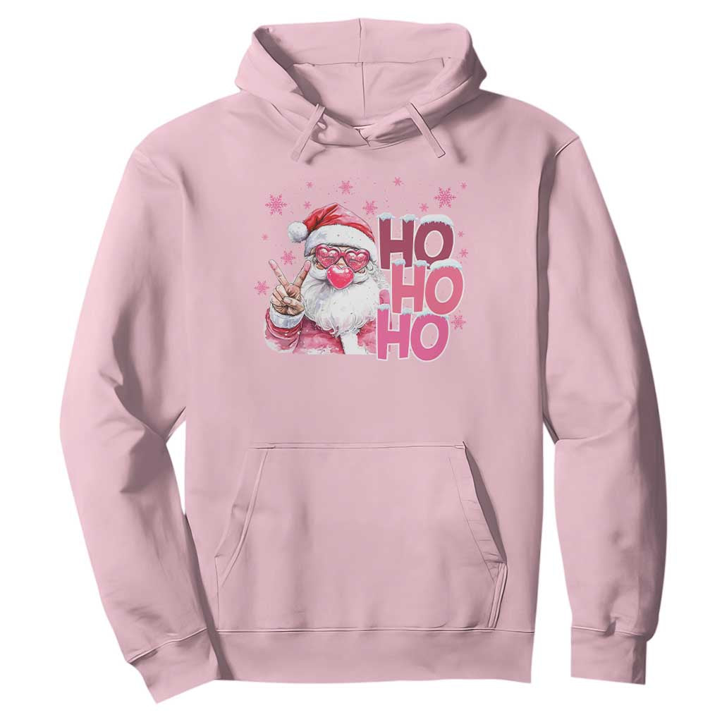 Christmas Couple Matching Hoodie Pink Santa Claus Ho Ho Ho TS10 Light Pink Print Your Wear
