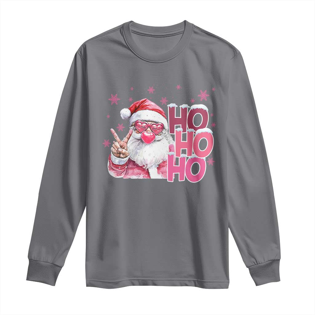 Christmas Couple Matching Long Sleeve Shirt Pink Santa Claus Ho Ho Ho TS10 Charcoal Print Your Wear
