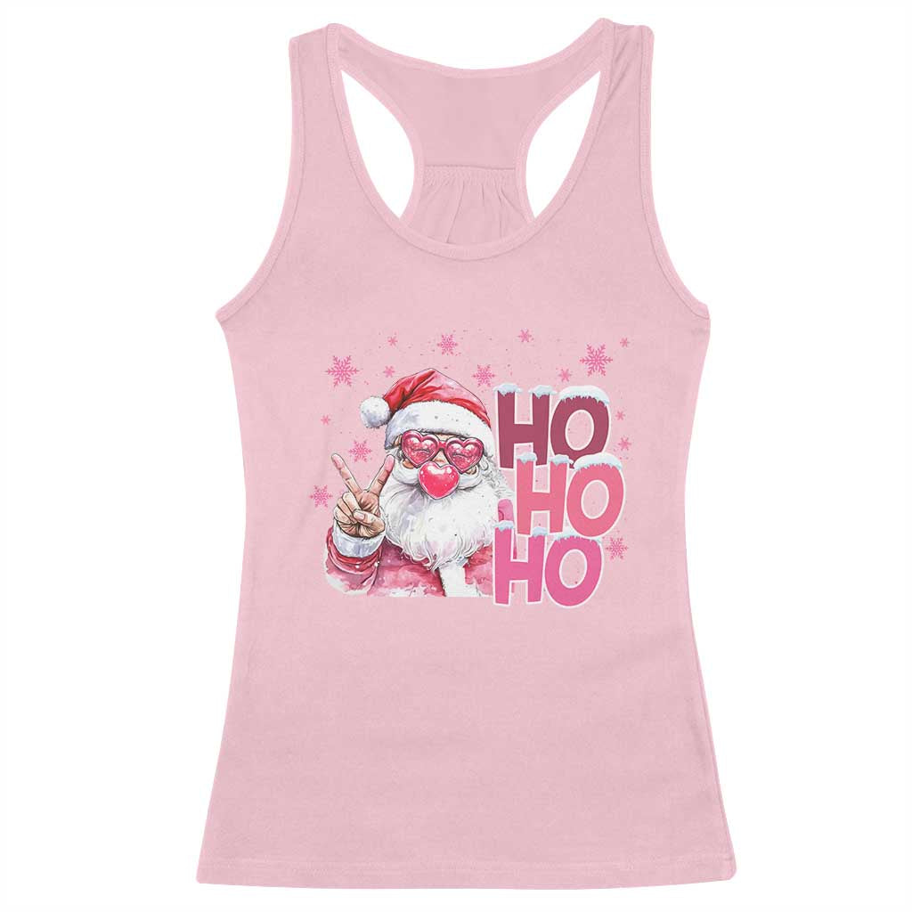 Christmas Couple Matching Racerback Tank Top Pink Santa Claus Ho Ho Ho TS10 Light Pink Print Your Wear