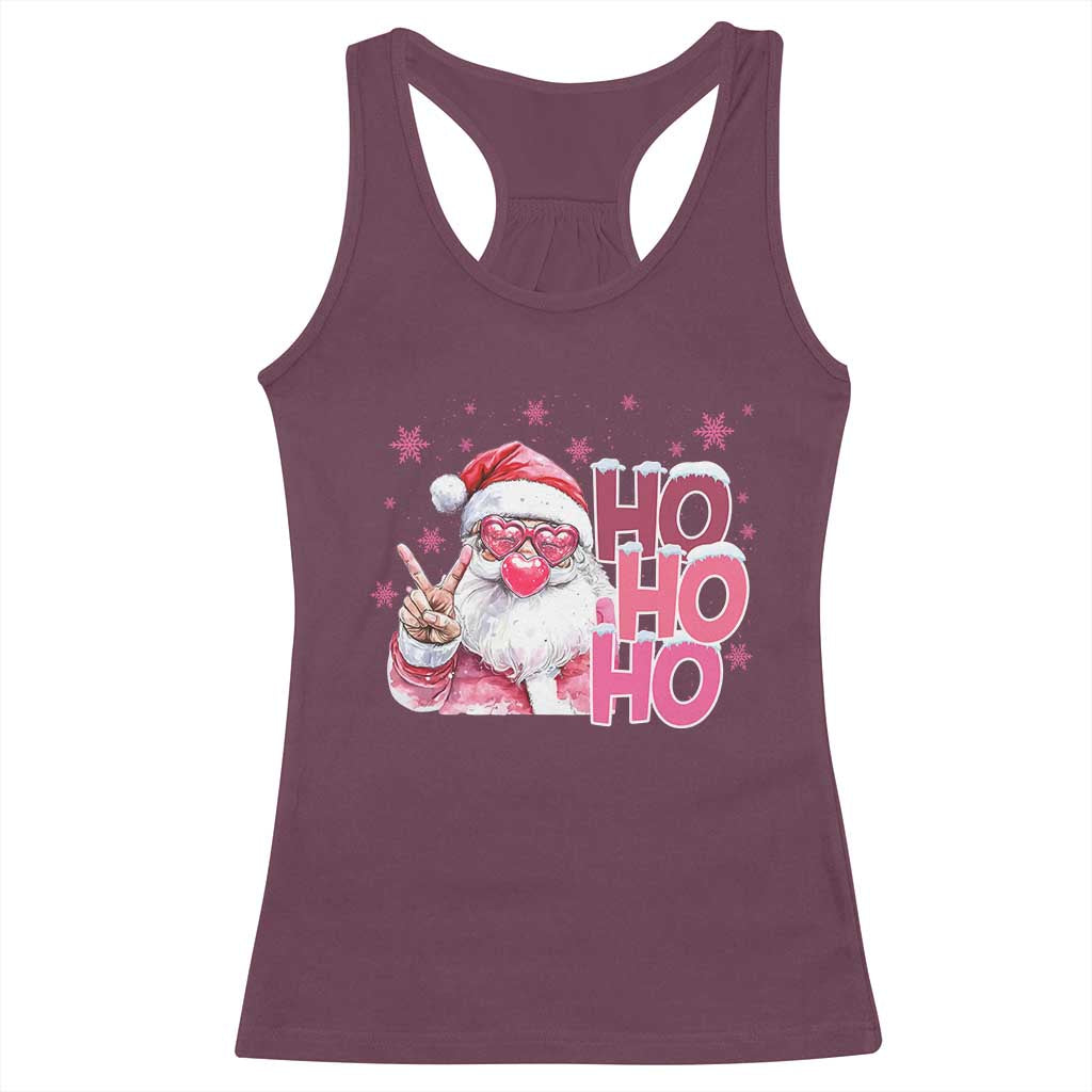 Christmas Couple Matching Racerback Tank Top Pink Santa Claus Ho Ho Ho TS10 Maroon Print Your Wear