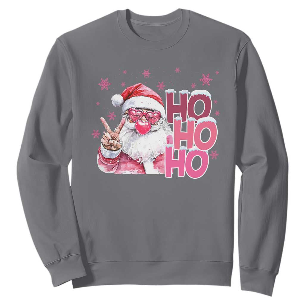 Christmas Couple Matching Sweatshirt Pink Santa Claus Ho Ho Ho TS10 Charcoal Print Your Wear