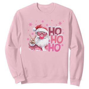 Christmas Couple Matching Sweatshirt Pink Santa Claus Ho Ho Ho TS10 Light Pink Print Your Wear