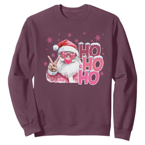 Christmas Couple Matching Sweatshirt Pink Santa Claus Ho Ho Ho TS10 Maroon Print Your Wear