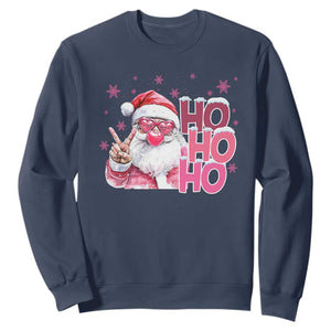 Christmas Couple Matching Sweatshirt Pink Santa Claus Ho Ho Ho TS10 Navy Print Your Wear