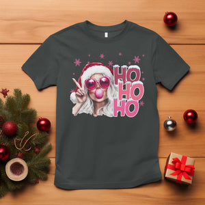 Christmas Couple Matching T Shirt Pink Mrs Claus Ho Ho Ho TS10 Dark Heather Print Your Wear