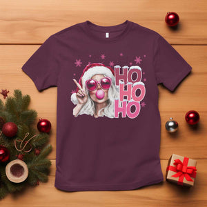 Christmas Couple Matching T Shirt Pink Mrs Claus Ho Ho Ho TS10 Maroon Print Your Wear
