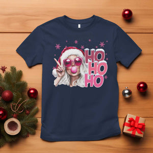 Christmas Couple Matching T Shirt Pink Mrs Claus Ho Ho Ho TS10 Navy Print Your Wear